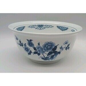 Noritake Versatone Sometsuke 8.5" Round Vegetable Bowl Blue Ming Tree Floral